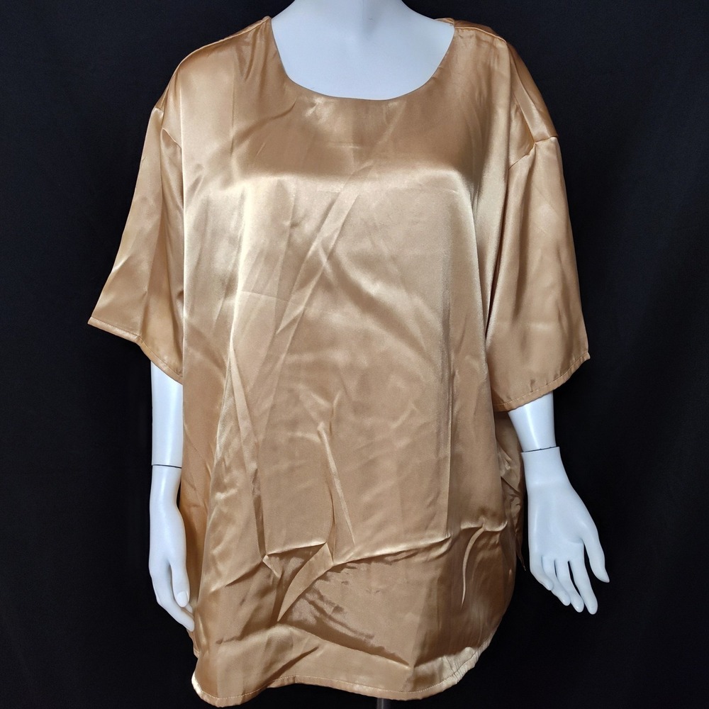 26W gold tunic blouse vintage Y2K top formal shiny evening wear party fancy date